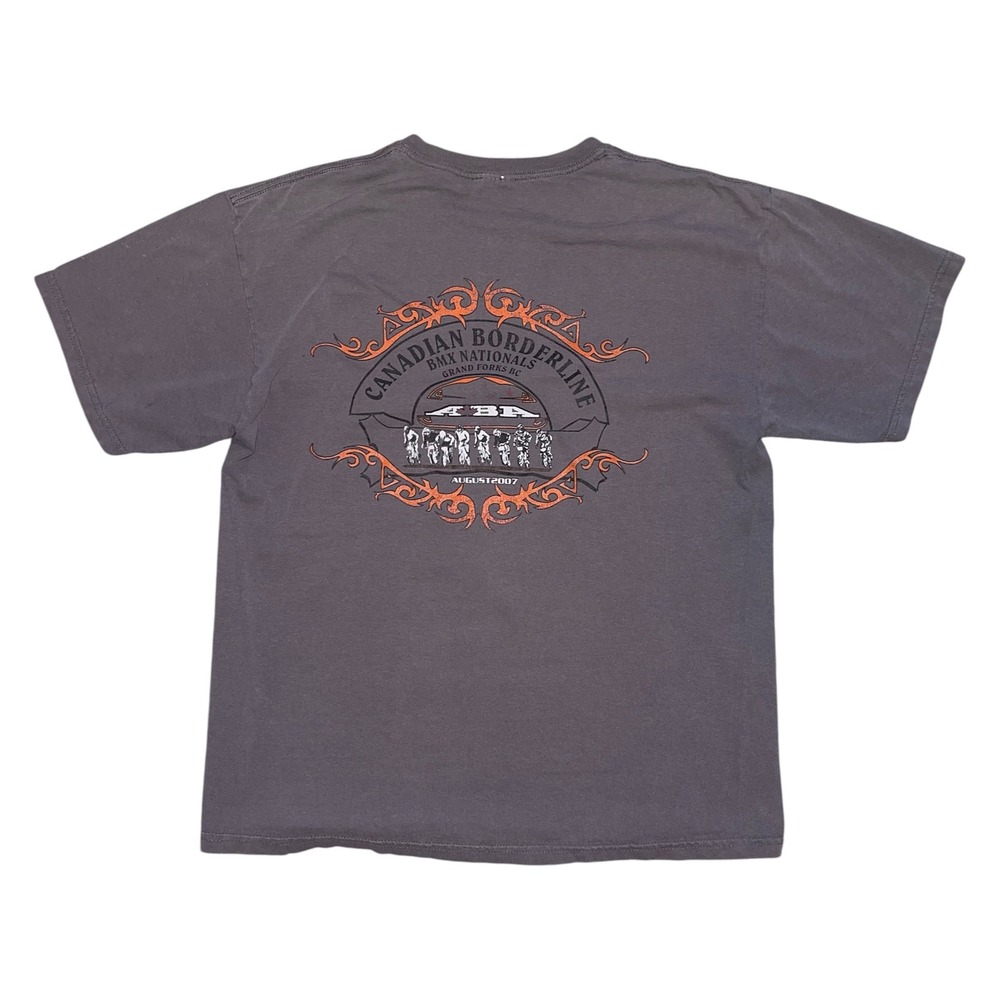 Vintage 2007 Canadian Borderline BMX Nationals T-Shirt Mens Large Gray ABA BC